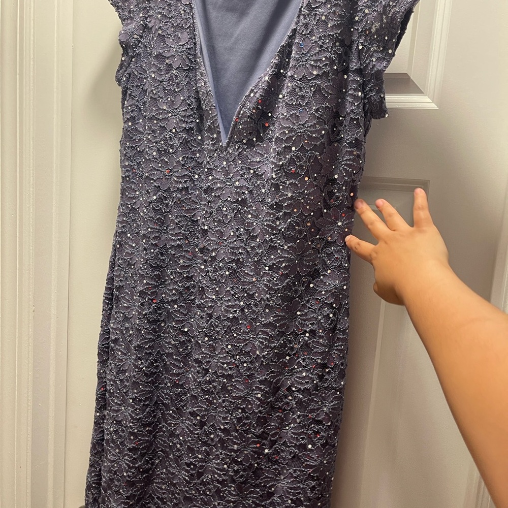 Connected Apparel Lace Dress in Gray